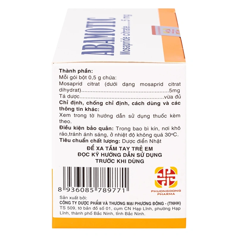Bột pha uống Abamotic 5mg điều trị các triệu chứng tiêu hóa, viêm dạ dày (30 gói x 0.5g) - 2